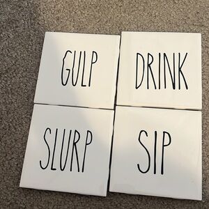 Mud Pie White Drink Coasters Set